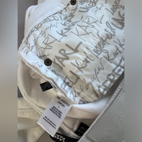 Karl Lagerfeld White Brand New Jeans Size 4 Side Fringe bottom hem Women’s - Picture 6 of 10